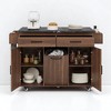Kitchen Island with Hidden Trash Can Cabinet, Drop Leaf Countertop, 2 Drawers, 3-Door Storage, Towel Racks, Kitchen Cart with Adjustable Shelves - 2 of 4