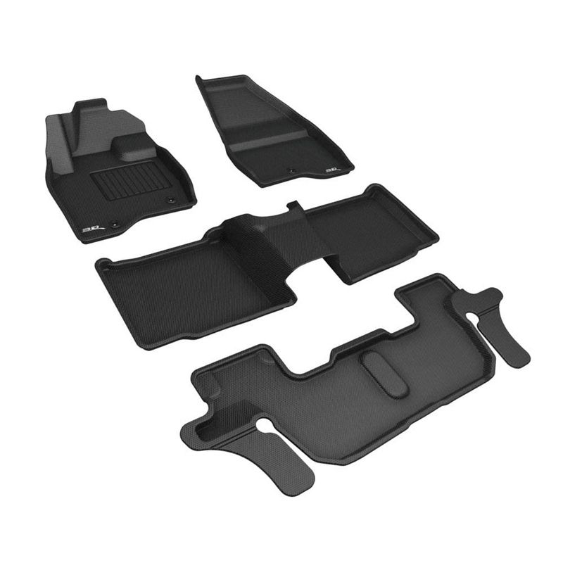 3D MAXpider Kagu Series Custom Fit All-Weather Floor Mat Liner Set for 2017-2019 Ford Explorer First, Second, & Third Rows Black, 1 of 7