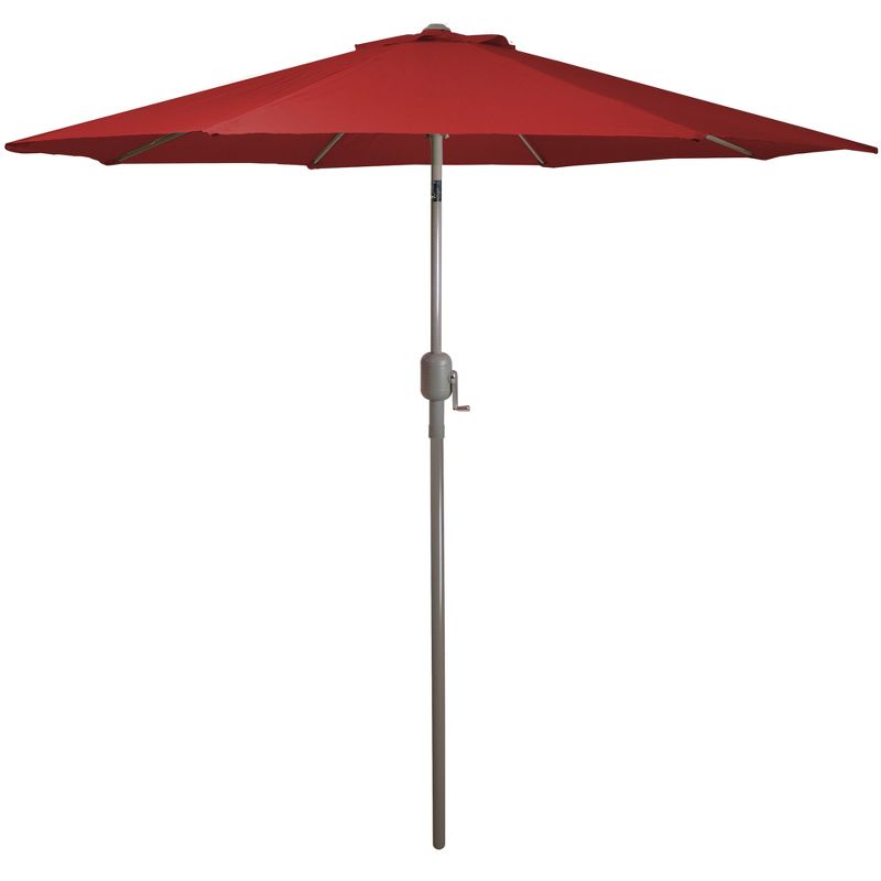 Northlight 9ft Outdoor Patio Market Umbrella with Hand Crank and Tilt, Red, 1 of 9