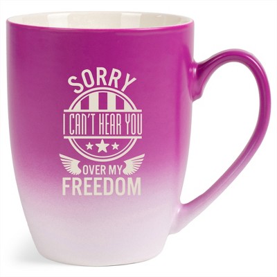 100 North United States of America 10 Ounce Pink and White Two Toned Ombre, Comfortably Fits Your Hands, Ceramic Tea Coffee Cup Mug, Sorry I Can't