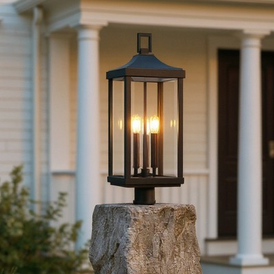 Urban Ambiance Luxury Farmhouse Outdoor Post Light 26.875''H x 9.5''W,  Midnight Black Finish,  Calderdale Collection, UHP1400