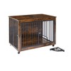 NicBex 43.7Inch Dog Crate Furniture Wooden Dog Cage Side Table with Flip-Up Top and 3 Doors,Wheels,Indoor Use,Rustic Brown - 2 of 4