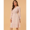 Allegra K Women's Floral Print V-Neck Smocked Waist Midi Dress - 2 of 4