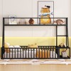 CAVINAS Twin/Full Size Metal Bed Frame with Safety Fence & Storage Shelves&Desk,Modern Floor Bed for Kids Room,Playroom - 2 of 4
