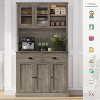 GustoWave 5-door Kitchen Pantry Cabinet, 71" Tall Storage Pantry with Microwave Stand, Modern Kitchen Hutch Cabinet, Rustic Grey - 3 of 4