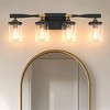 DORESshop 26 in. 4-Light Black and Gold Vanity Light with Clear Glass Shades for Bathroom - 2 of 4
