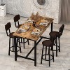 Hooseng Modern Farmhouse Style 5 Piece Dining Table Set with MDF Top, Metal Frame and Upholstered Bar Stools, 4-Person Dining Room Table Set for 2 - 3 of 4