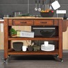 57 Inch Rolling Kitchen Island with Storage, Large Kitchen Cart with Solid OAK Wood Top & 2 Drawers, Kitchen Island Cart On Wheels Wine & Spice Rack - 2 of 4