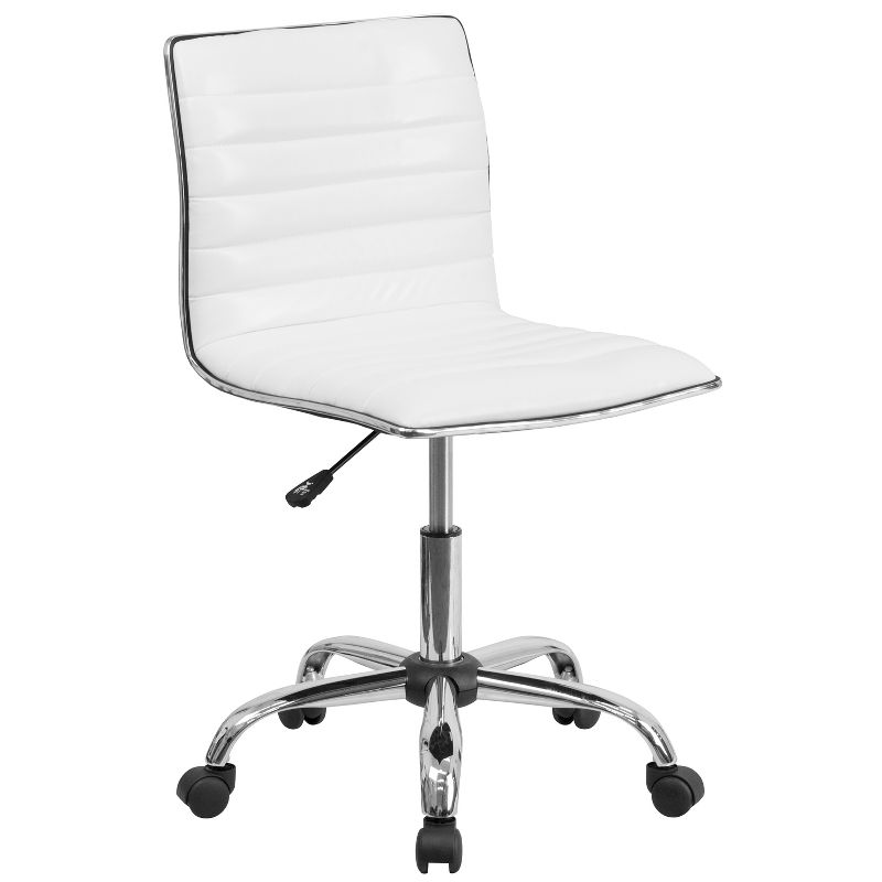 Flash Furniture 48" Wide Black Electric Height Adjustable Standing Desk with Designer Armless White Ribbed Swivel Task Office Chair, 4 of 15