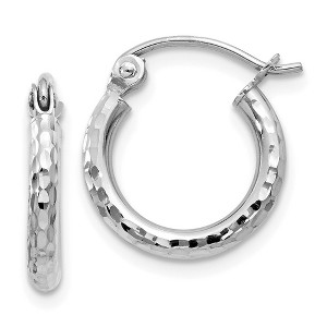 Black Bow Jewelry 2mm, 14k White Gold Diamond-cut Hoops, 13mm (1/2 Inch) - 1 of 4