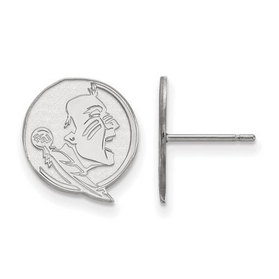Black Bow Jewelry 14k White Gold Florida State Seminoles NCAA Post Earrings
