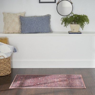 Brick Red Cotton Chenille Rectangular Washable Rug