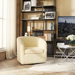 28.75" Monroe Faux Shearing Swivel Tub Chair - Teamson Home - 1 of 4