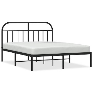 vidaXL 12" Black Full Size Metal Bed Frame with Headboard No Mattress - 1 of 4