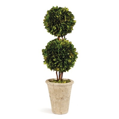 Plum & Post Boxwood Double Faux (Fake) Sphere Topiary 20"