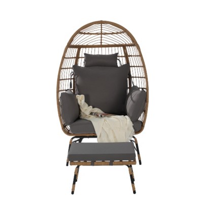 Wicker Egg Chair,Rattan Egg Chair Indoor Outdoor,Oversized Large Egg Chairs 600lbs with Cushion and Pillow