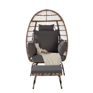 Wicker Egg Chair,Rattan Egg Chair Indoor Outdoor,Oversized Large Egg Chairs 600lbs with Cushion and Pillow - 1 of 3