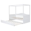 Twin Size Bed Frame With Trundle Bed , Solid Wooden Bed Frame Heavy Duty Slat Mattress Foundation Wooden Extendable Daybed For Living Room Bedroom - 4 of 4