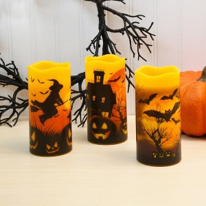 LumaBase Battery-Operated LED Wax Candles, Halloween - Set of 3 - 1 of 4