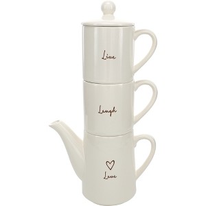 Live, Laugh, Love Tea for Two Set (15 oz Teapot with 2 - 8 oz Cups) - 1 of 4