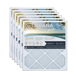 Cabana Air Filters 6 Pack Home HVAC Furnace Air Filters, Capture Unwanted Particles with Pleated Design, MERV 8, 20 x 23 x 1, White - 1 of 4