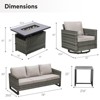 Buenhomino 5 Pieces Patio Furniture Set with Fire Pit Table, Outdoor Furniture Set with Rocking Swivel Chairs, Sofa Couch, 4'' Thickened Cushion - 4 of 4