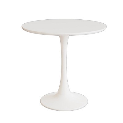 Lirago White Round Tulip Dining Table for 4, Mid-Century MDF Top with Pedestal Base 29.5"H x 31.5"D x 31.5"W