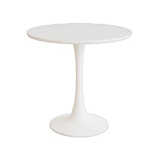 Lirago White Round Tulip Dining Table for 4, Mid-Century MDF Top with Pedestal Base 29.5"H x 31.5"D x 31.5"W - 1 of 4
