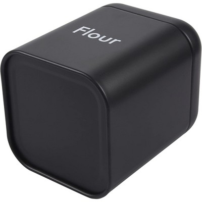 Set of 2 Black Stainless Steel Flour and Sugar Canisters