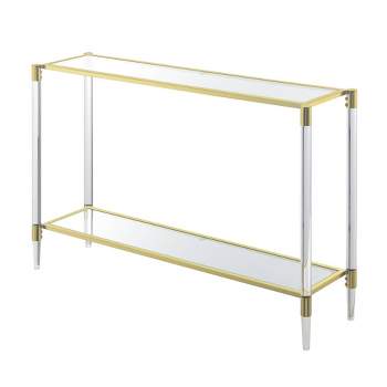 Royal Crest 2 Tier Acrylic Glass Console Table Gold/Glass - Breighton Home