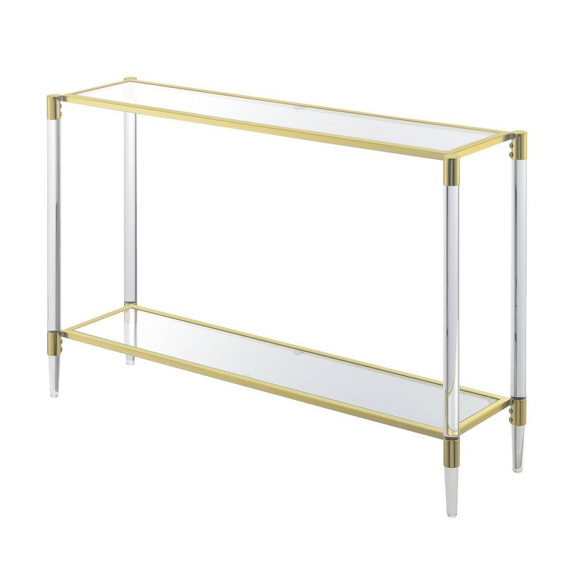 Royal Crest 2 Tier Acrylic Glass Console Table Gold/Glass - Breighton Home, 1 of 6