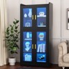Aheaplus 67" Display Cabinet with Glass Doors, 5-Tier Tall Bookcase with Storage Shelves and LED Lights - 4 of 4