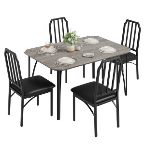 Dining Table Set for 2 with Gray Chairs, PU Cushioned Kitchen Chairs, Compact Modern Dining Room Furniture - 1 of 4