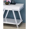 VYNXARIA Console Tables - Contemporary White End Table with High Gloss Finish, 26in Chrome Accents - 2 of 4