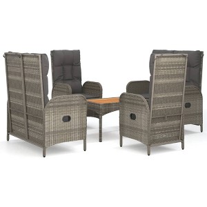 vidaXL Garden Dining Set Gray PE rattan Adjustable Armrests - 1 of 4