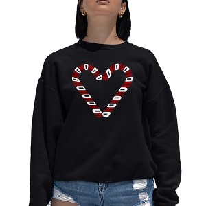 LA Pop Art Candy Canes - Women's Word Art Crewneck Sweatshirt - 1 of 4