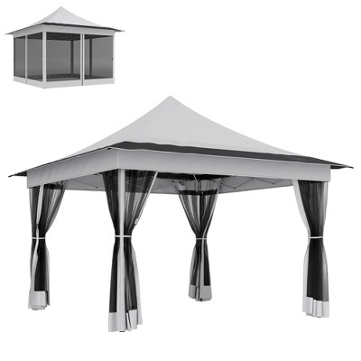 Outsunny 12 x 12 ft. Pop Up Canopy Tent with Mesh Netting, Height Adjustable, UPF50+ Instant Sun Shelter