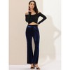 Allegra K Women's Velvet Tie Waist Stretchy Wide Leg Pants with Pockets - 3 of 4