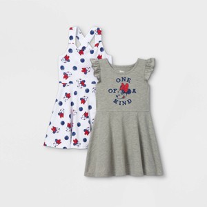 Toddler Girls' 2pk Minnie Mouse Sleeveless Knit Dress - Gray - 1 of 2