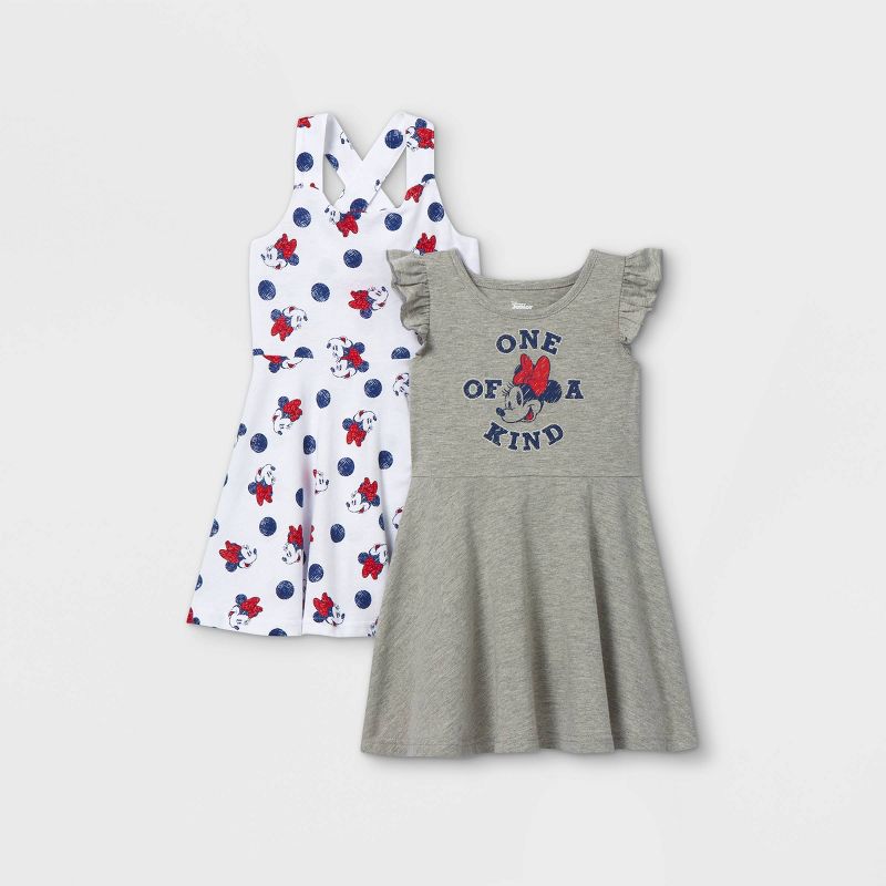 Toddler Girls' 2pk Minnie Mouse Sleeveless Knit Dress - Gray, 1 of 3