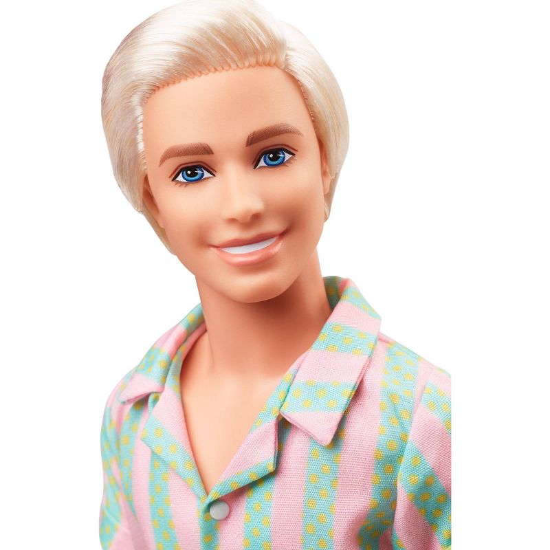Barbie: The Movie Ken Doll Wearing Pastel Striped Beach Matching Set, 4 of 14