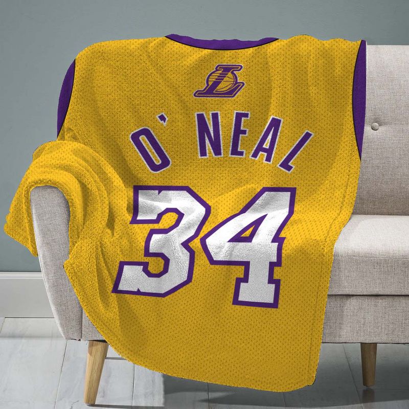 Sleep Squad Los Angeles Lakers Shaquille O'Neal 60 x 80 Raschel Plush Jersey Blanket, 1 of 7