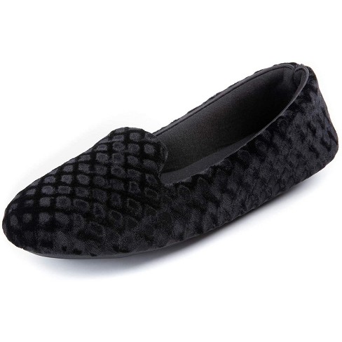 Women's Teddy Fleece Closed Back Slipper, Size 5-6 US Women, Black