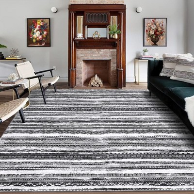 Washable Vintage Printed Rug Non Slip Low Pile Rug Soft Throw Floor Cover Foldable Indoor Carpet for Living Room Bedroom Playroom