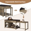 Extendable Kitchen Island with Storage and Power Outlets, Multi-Functional Retro Kitchen Cart on Wheels with Drawers and Open Shelves,Natural - 3 of 4