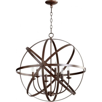 Quorum Lighting Celeste 6-Light Chandelier, Oiled Bronze, 6 Lights, 25.5W, 27H, Chain Hanging, Dry Rated