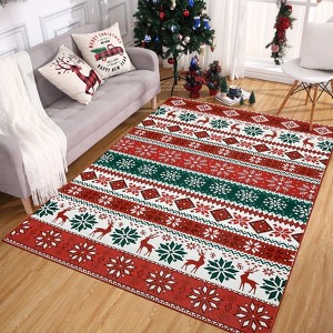 Christmas Washable Non Slip Area Rug Xmas Holiday Rug Soft Non Shedding Floor Covering Low Pile Thin Foldable Mat for Living Room Bedroom Kitchen - 1 of 1