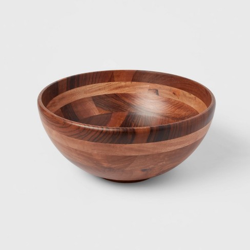 Natural Hand-Made Wooden Salad Bowl Classic Large Round Salad Soup Dining  Bowl Plates Wood Kitchen Utensils