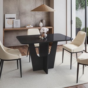 NicBex Compact 4/6 Seater Italian Dining Table with Painted Glass Top and Wooden Base for Kitchen, Dining Room - 1 of 4