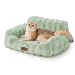 ZOMISIA Orthopedic Cat Couch Bed, with Supportive Egg Foam, Fluffy Faux Fur Removable Washable Cover and Non-Slip Bottom - 1 of 4